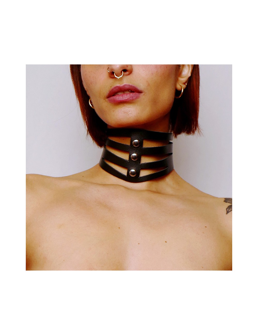 Collier découpé en cuir Noir Collier découpé en cuir Noir