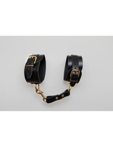Menottes en cuir Collection Anneaux NOIR  GOLD