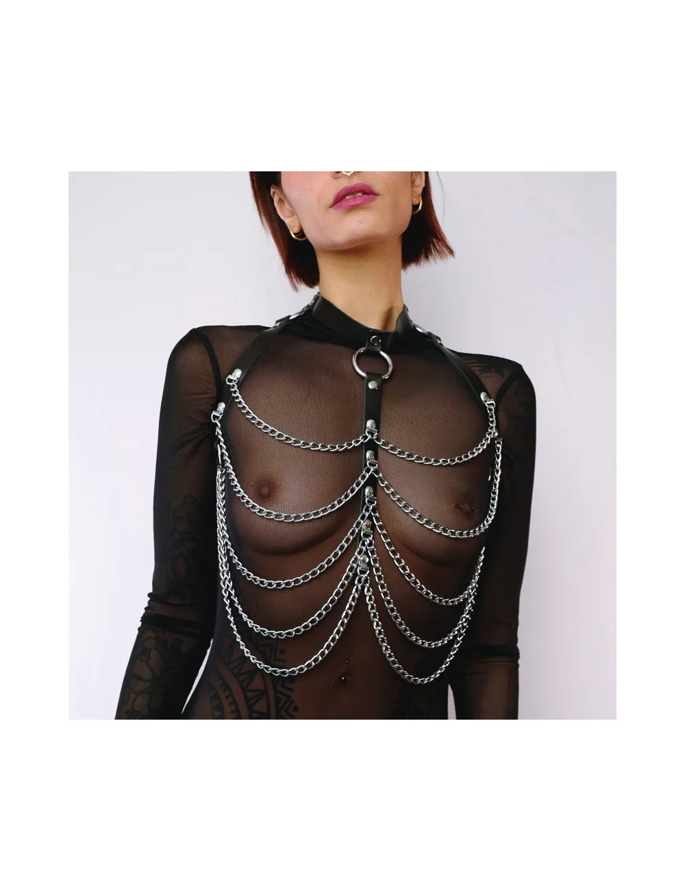Harnais de poitrine cuir et chaines Noir Harnais de poitrine cuir et chaines Noir