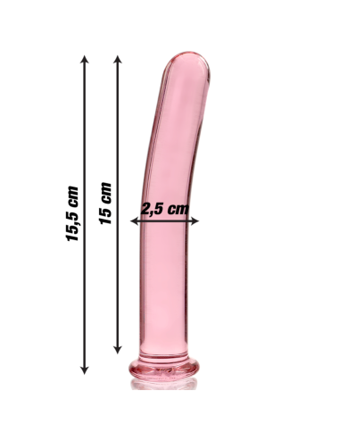 NEBULA SERIES BY IBIZA - MODÈLE 9 GODE EN VERRE BOROSILICATE ROSE 15.5 CM -O- 2.5 CM
