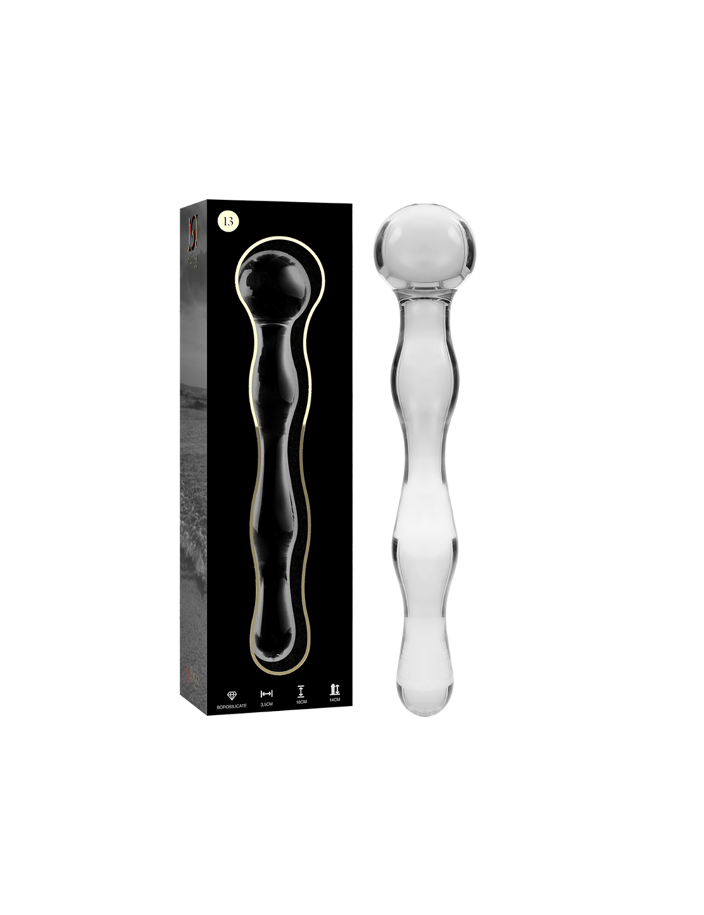 NEBULA SERIES BY IBIZA - MODÈLE 13 GODE EN VERRE BOROSILICATE CLAIR 18 CM -O- 3.5 CM NEBULA SERIES BY IBIZA - MODÈLE 13 GODE EN VERRE BOROSILICATE CLAIR 18 CM -O- 3.5 CM
