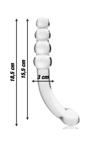 NEBULA SERIES BY IBIZA - MODÈLE 14 GODE EN VERRE BOROSILICATE CLAIR 18.5 CM -O- 3 CM