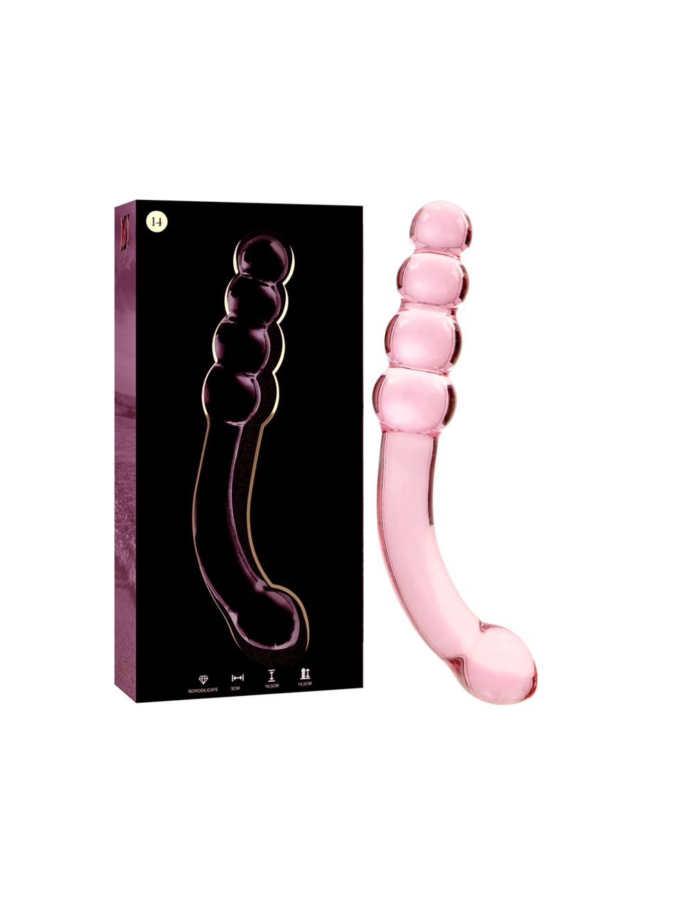 NEBULA SERIES BY IBIZA - MODÈLE 14 GODE EN VERRE BOROSILICATE ROSE 18.5 CM -O- 3 CM NEBULA SERIES BY IBIZA - MODÈLE 14 GODE EN VERRE BOROSILICATE ROSE 18.5 CM -O- 3 CM