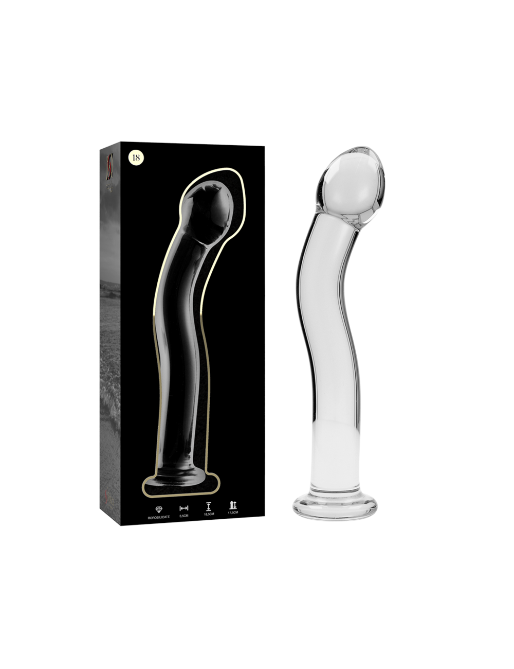 NEBULA SERIES BY IBIZA - MODÈLE 18 GODE EN VERRE BOROSILICATE CLAIR 18.5 CM -O- 3.5 CM