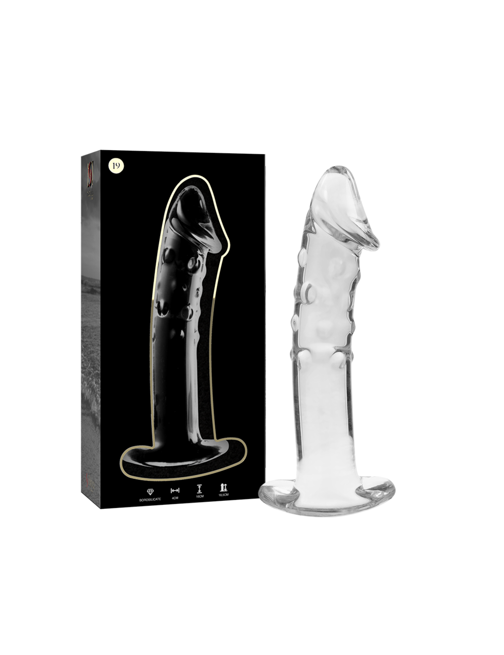 NEBULA SERIES BY IBIZA - MODÈLE 19 GODE EN VERRE BOROSILICATE CLAIR 18.5 CM -O- 4 CM