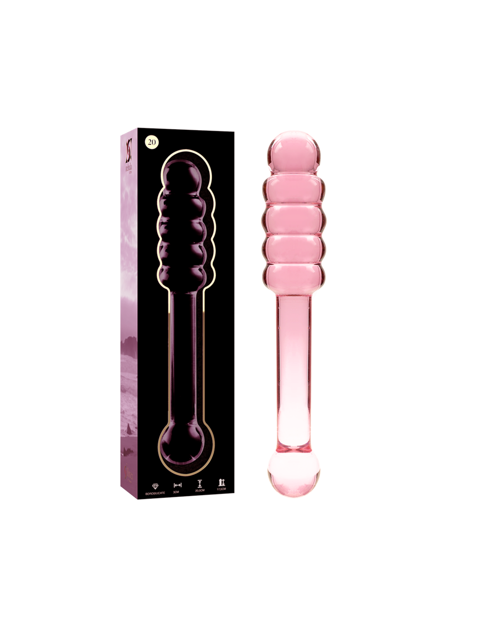 NEBULA SERIES BY IBIZA - MODÈLE 20 GODE EN VERRE BOROSILICATE ROSE 20.5 CM -O- 3 CM NEBULA SERIES BY IBIZA - MODÈLE 20 GODE EN VERRE BOROSILICATE ROSE 20.5 CM -O- 3 CM