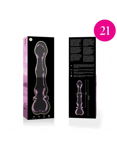 NEBULA SERIES BY IBIZA - MODÈLE 21 GODE EN VERRE BOROSILICATE ROSE 20.5 CM -O- 3.5 CM