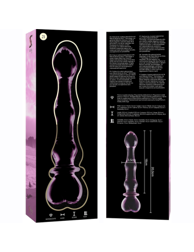 NEBULA SERIES BY IBIZA - MODÈLE 21 GODE EN VERRE BOROSILICATE ROSE 20.5 CM -O- 3.5 CM