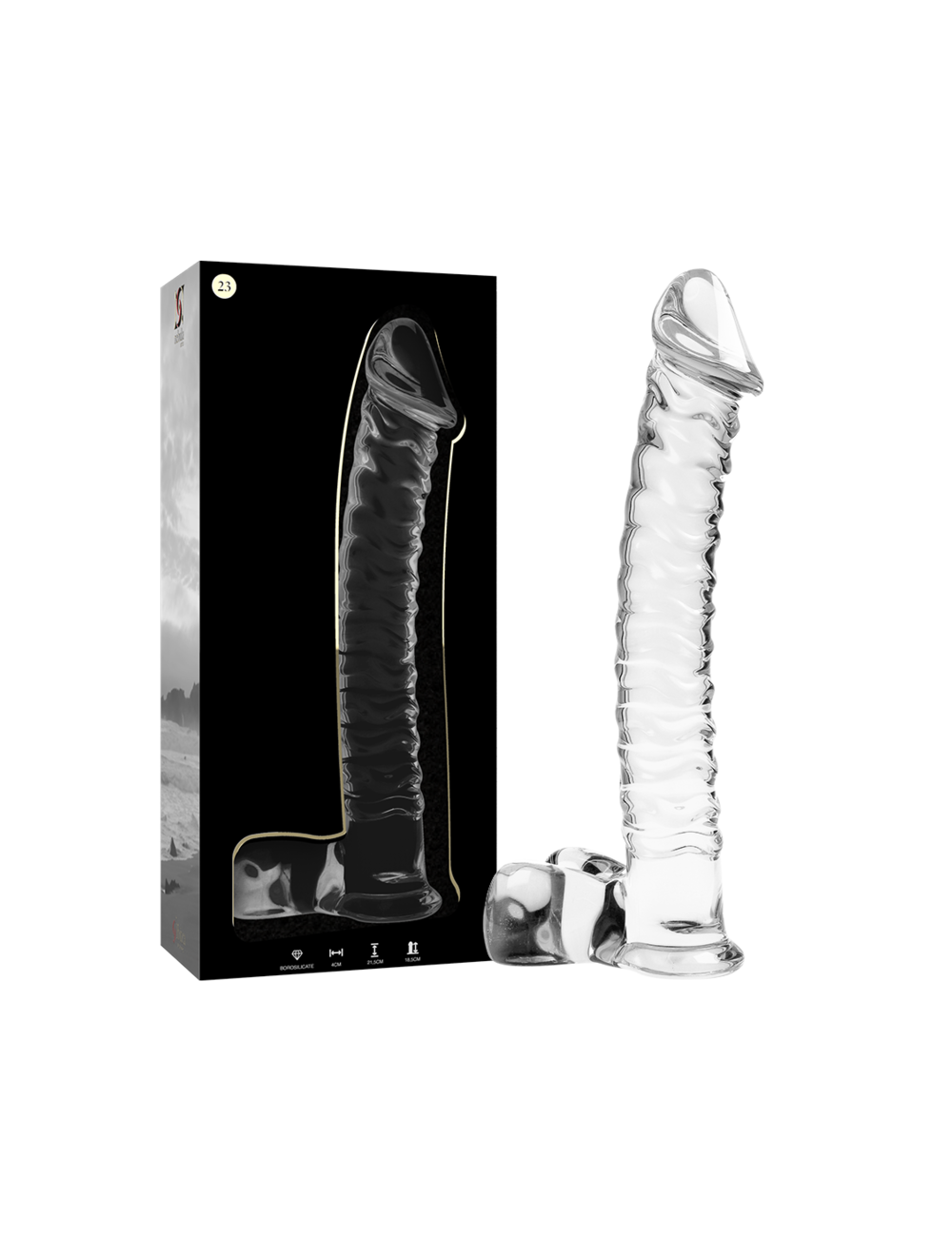 NEBULA SERIES BY IBIZA - MODÈLE 23 GODE EN VERRE BOROSILICATE CLAIR 21.5 CM -O- 4 CM