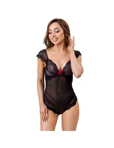 LIVCO CORSETTI FASHION - BODY EVELYN LC 20243 AVEC BORDURE EN DENTELLE ET TRANSPARENCES NOIR L/XL