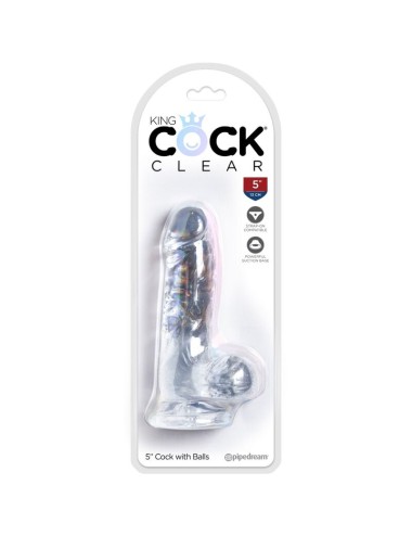 KING COCK - CLEAR PÉNIS RÉALISTE AVEC BOULES 10.1 CM TRANSPARENT