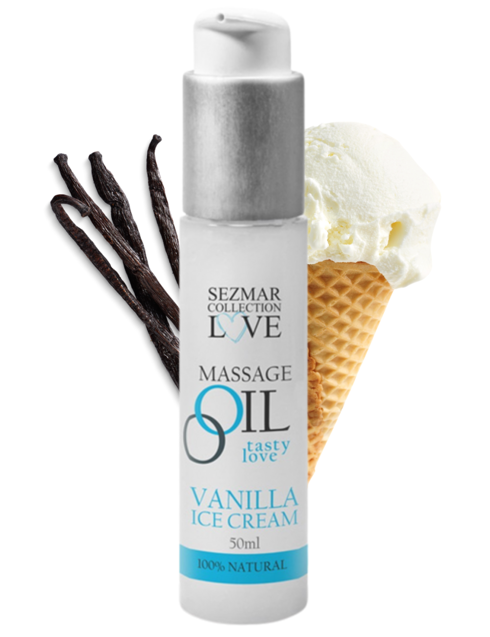 Huile de massage comestible Vanille glacée 50ml - SEZ063 Huile de massage comestible Vanille glacée 50ml - SEZ063