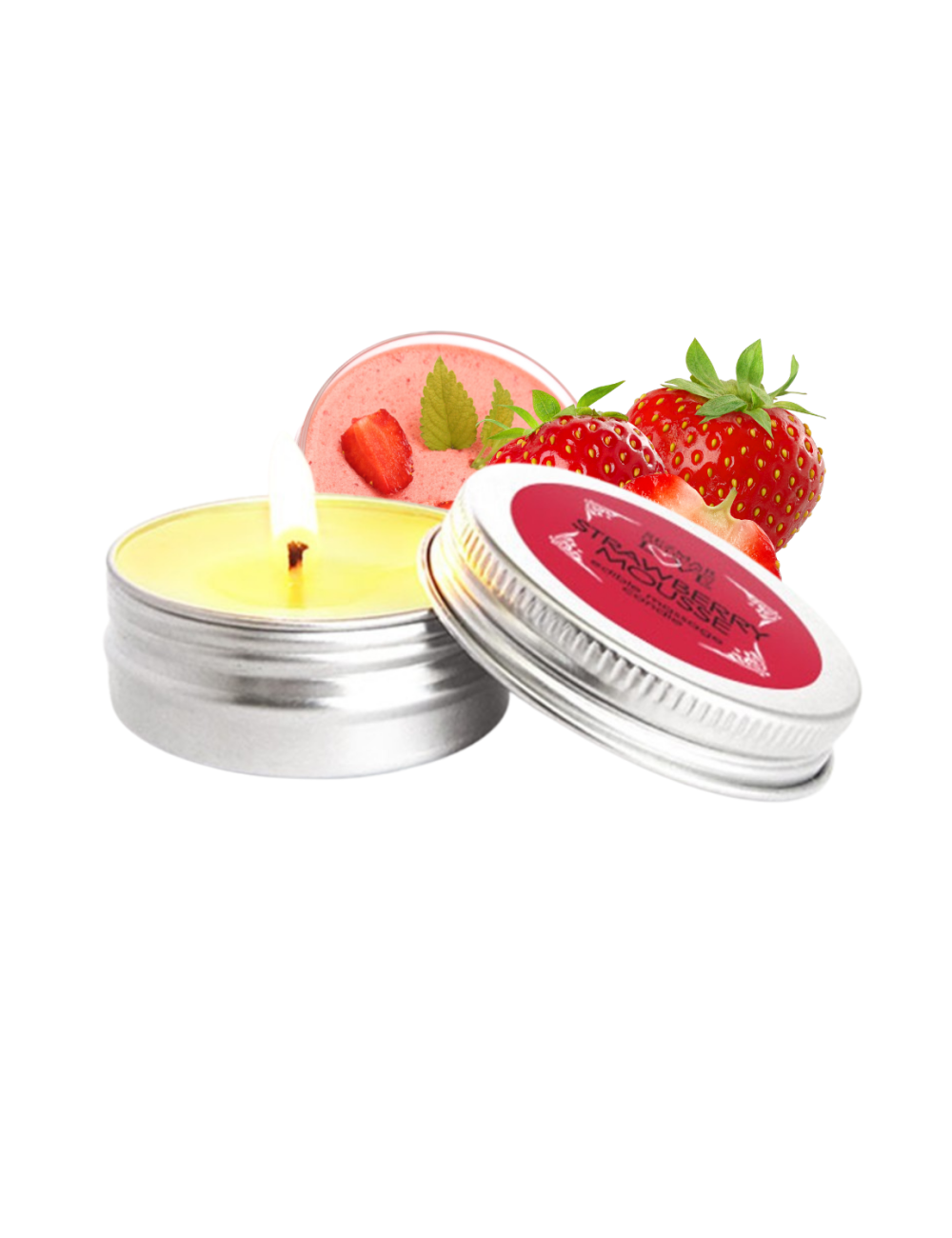 Mini Bougie de massage mousse de fraise 30ml - SEZ072 Mini Bougie de massage mousse de fraise 30ml - SEZ072