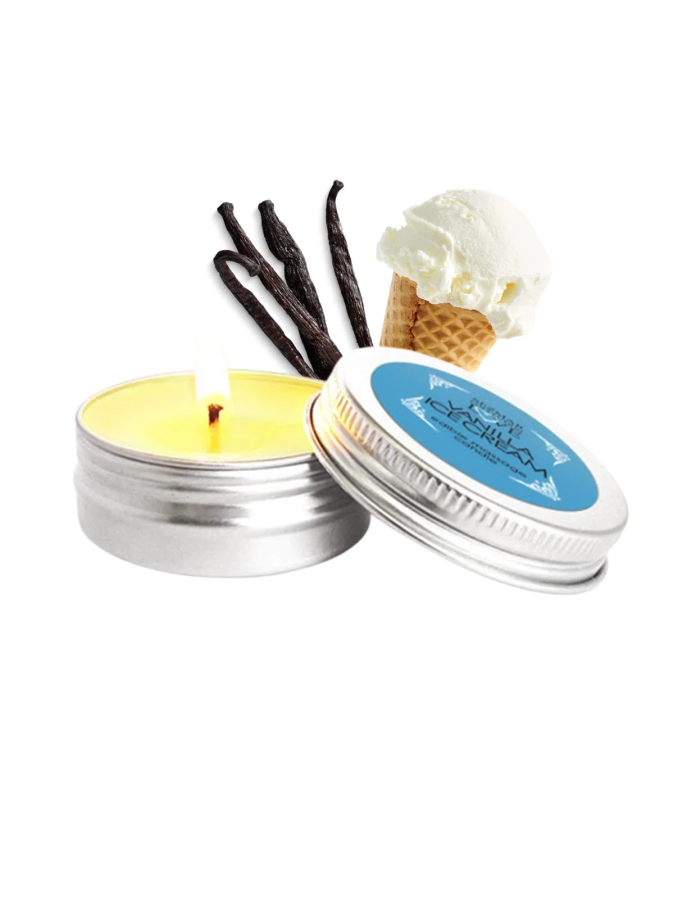 Mini Bougie de massage glace vanille 30ml - SEZ070 Mini Bougie de massage glace vanille 30ml - SEZ070