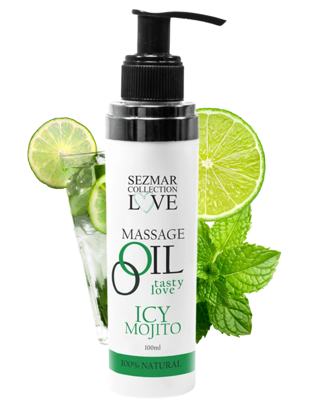 Huile de massage comestible mojito menthe 100ml - SEZ005A Huile de massage comestible mojito menthe 100ml - SEZ005A