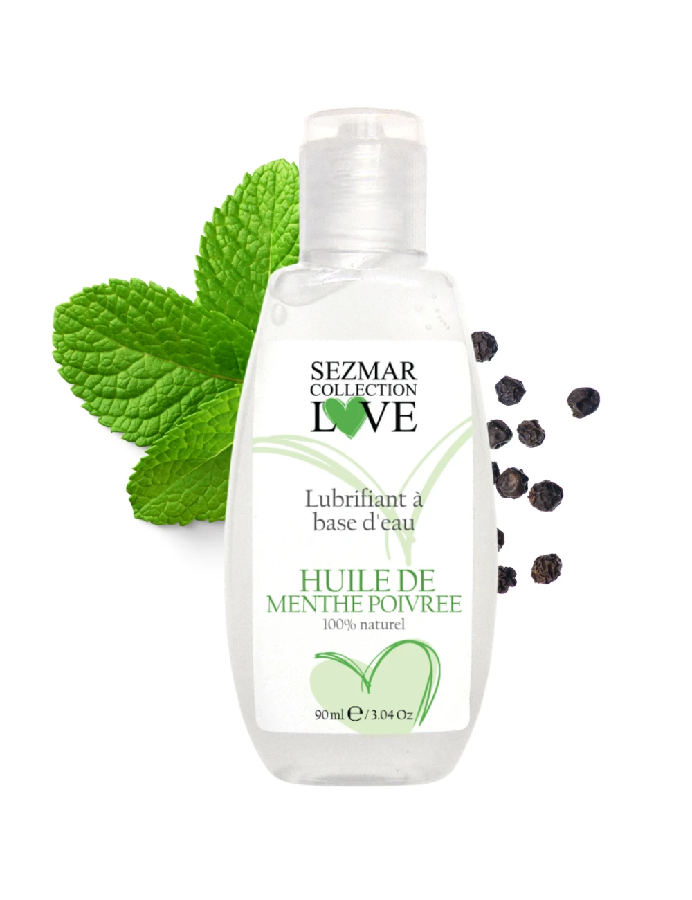 Lubrifiant à base d'eau 100% naturel Menthe poivrée 90 ml - SEZ089 Lubrifiant à base d'eau 100% naturel Menthe poivrée 90 ml - SEZ089