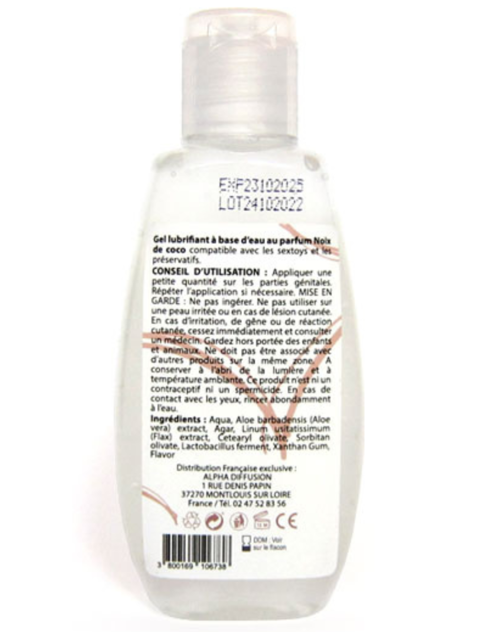Lubrifiant à base d'eau 100% naturel Noix de Coco 90 ml - SEZ087 Lubrifiant à base d'eau 100% naturel Noix de Coco 90 ml - SEZ087