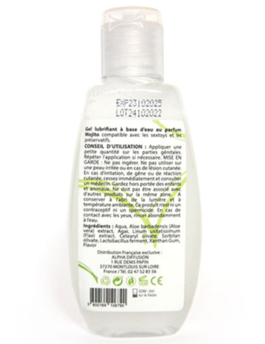 Lubrifiant à base d'eau 100% naturel Mojito 90 ml - SEZ084