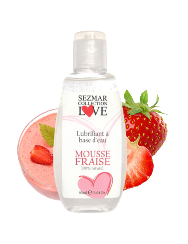 Lubrifiant à base d'eau 100% naturel Mousse fraise 90 ml - SEZ082