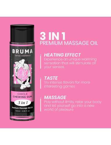 BRUMA - HUILE DE MASSAGE PREMIUM EFFET CHALEUR SAVEUR GOMME 3 EN 1 - 100 ML