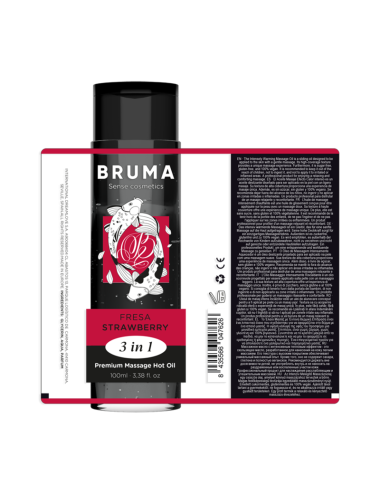 BRUMA - HUILE DE MASSAGE PREMIUM EFFET CHALEUR SAVEUR FRAISE 3 EN 1 - 100 ML