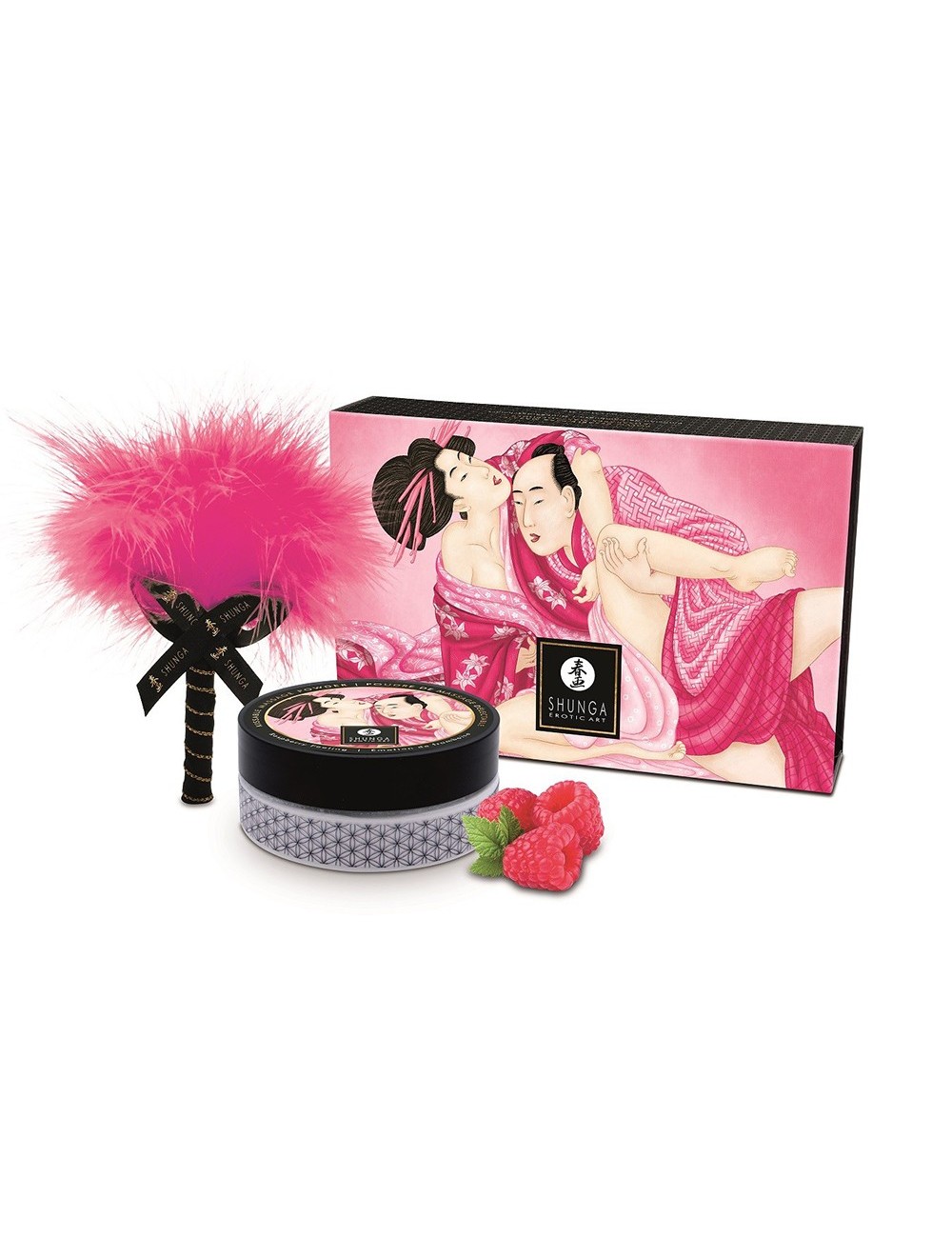 Mini Coffret poudre corporelle framboise et plumeau assorti - CC1101 Mini Coffret poudre corporelle framboise et plumeau assorti - CC1101