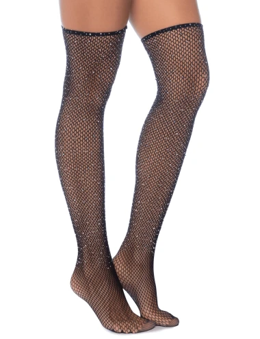 Bas résille noire avec strass - MAL1124BKRH