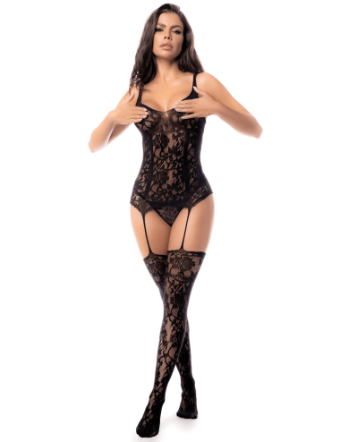 Combinaison en résille noire - MAL1104BLK