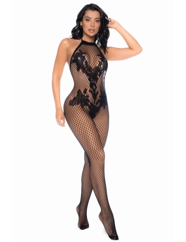 Combinaison en résille noir - MAL1116BLK