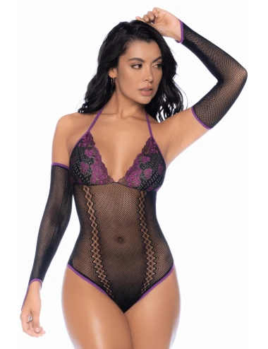 Body noir et violet et mitaines amovibles - MAL1121BKPU