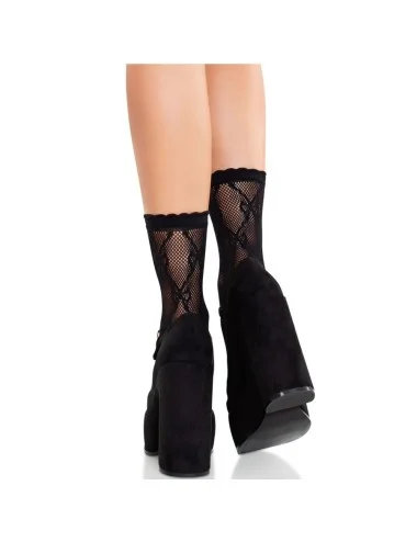 LEG AVENUE - CHAUSSETTES NOIRES EN DENTELLE AVEC NŒUD