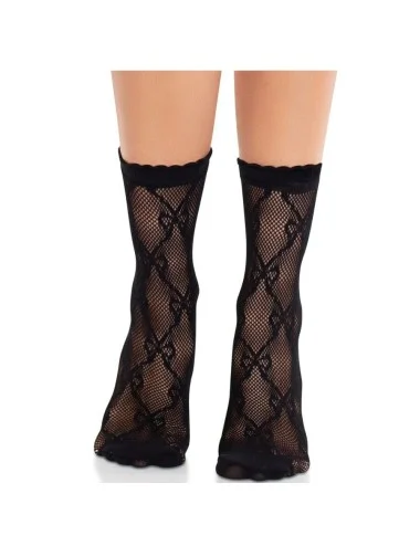 LEG AVENUE - CHAUSSETTES NOIRES EN DENTELLE AVEC NŒUD