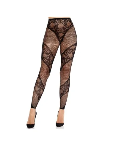 LEG AVENUE - COLLANTS SANS PIEDS EN DENTELLE ET TRANSPARENTS NOIRS