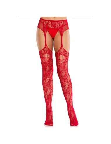 LEG AVENUE - BAS EN DENTELLE AVEC JARRETELLES ROUGES