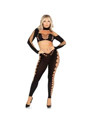 LEG AVENUE - CROP TOP ET LEGGINGS DÉCOUPÉS SANS COUTURE NOIR