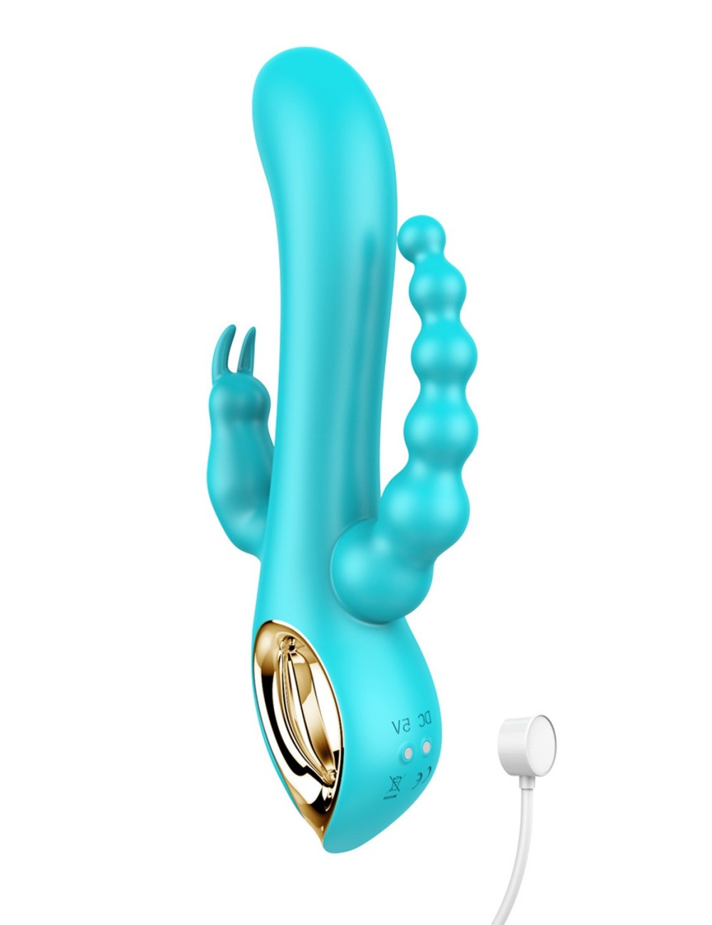 Vibromasseur rabbit bleu avec chapelet vibrant - TOZ-024BLU Vibromasseur rabbit bleu avec chapelet vibrant - TOZ-024BLU