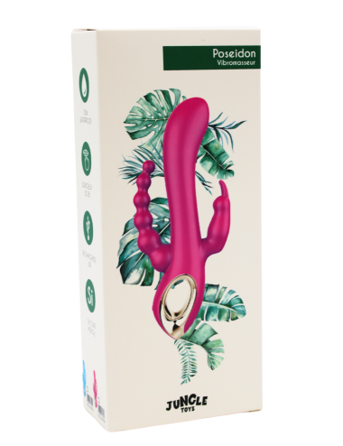 Vibromasseur rabbit  bleu  avec chapelet vibrant - TOZ-024BLU