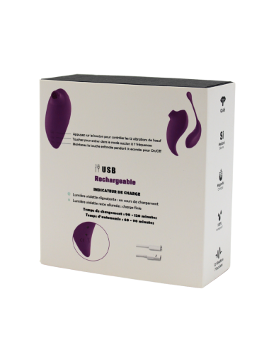 2en1 Stimulateur clitoridien à picots par aspiration avec son œuf vibrant à distance violet - 0-B0009PUR