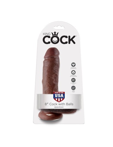 KING COCK - 8" PENE REALÍSTICO MARRÓN 20.3 CM