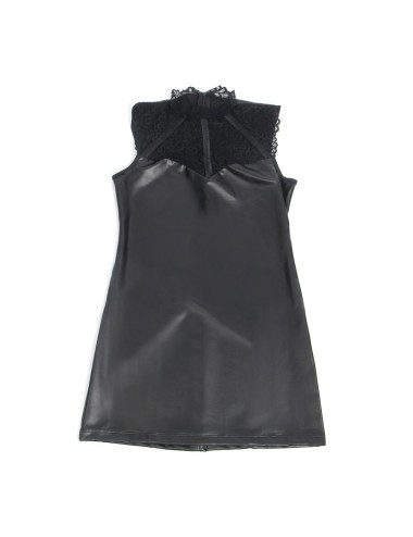 SUBBLIME - 957544 ROBE EN CUIR COL DENTELLE NOIRE S/M