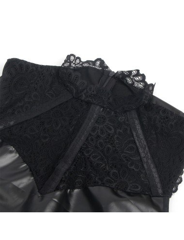 SUBBLIME - 957544 ROBE EN CUIR COL DENTELLE NOIRE S/M