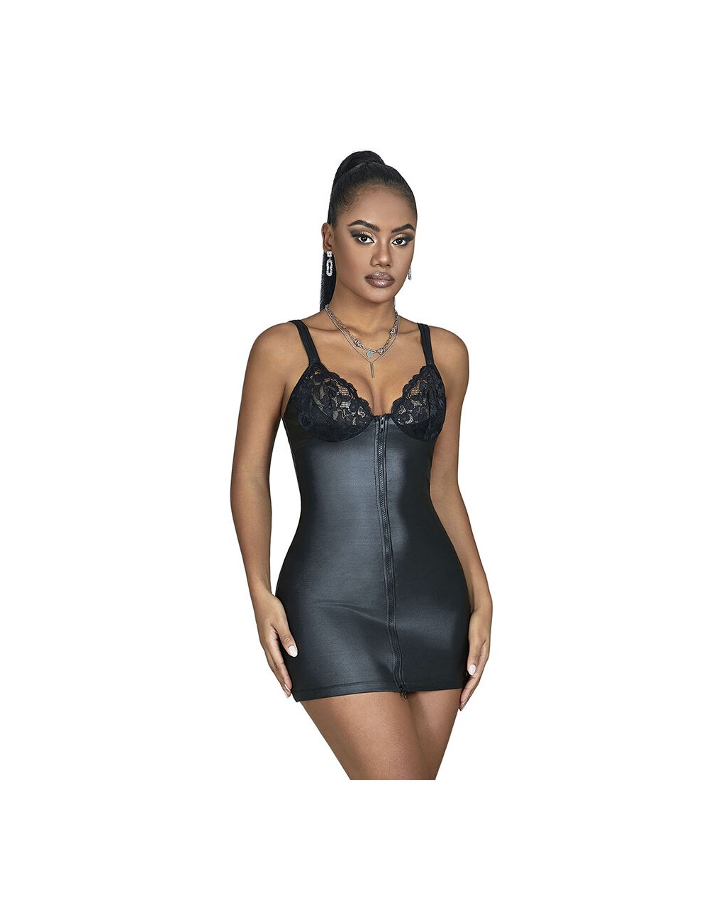 SUBBLIME - 957575 ROBE ZIPPÉE EN CUIR NOIR L/XL SUBBLIME - 957575 ROBE ZIPPÉE EN CUIR NOIR L/XL