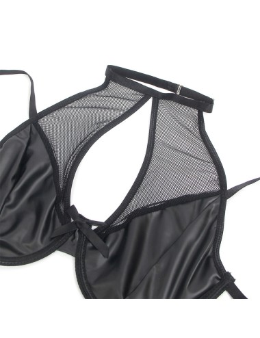 SUBBLIME - 957582 ENSEMBLE SOUTIEN-GORGE ET JUPE EN CUIR NOIR S/M