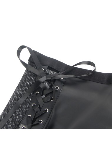 SUBBLIME - 957582 ENSEMBLE SOUTIEN-GORGE ET JUPE EN CUIR NOIR S/M