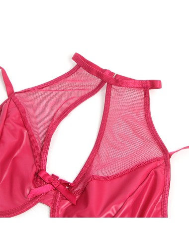 SUBBLIME - 957605 ENSEMBLE SOUTIEN-GORGE ET JUPE EN CUIR ROUGE S/M