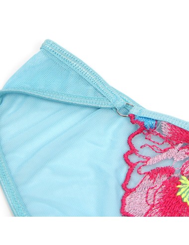 SUBBLIME - 957643 ENSEMBLE SOUTIEN-GORGE ET PORTE-JARRETELLES BRODÉ FLEURS ROSE S/M