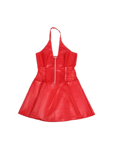 SUBBLIME - 957728 ROBE EN CUIR À FERMETURE ÉCLAIR EN DENTELLE ROUGE S/M