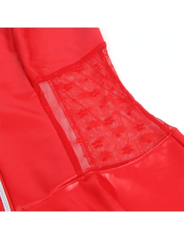 SUBBLIME - 957728 ROBE EN CUIR À FERMETURE ÉCLAIR EN DENTELLE ROUGE S/M