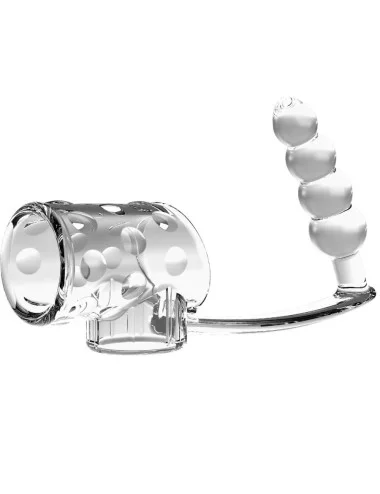 PRETTY LOVE - MANCHON PÉNIS AVEC PLUG ANAL TRANSPARENT