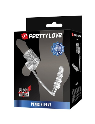 PRETTY LOVE - MANCHON PÉNIS AVEC PLUG ANAL TRANSPARENT